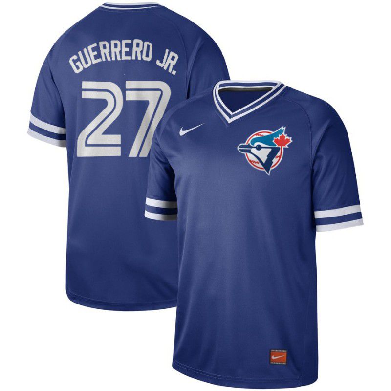Men Toronto Blue Jays #27 Guerrero jr Blue Nike Cooperstown Collection Legend V-Neck MLB Jersey